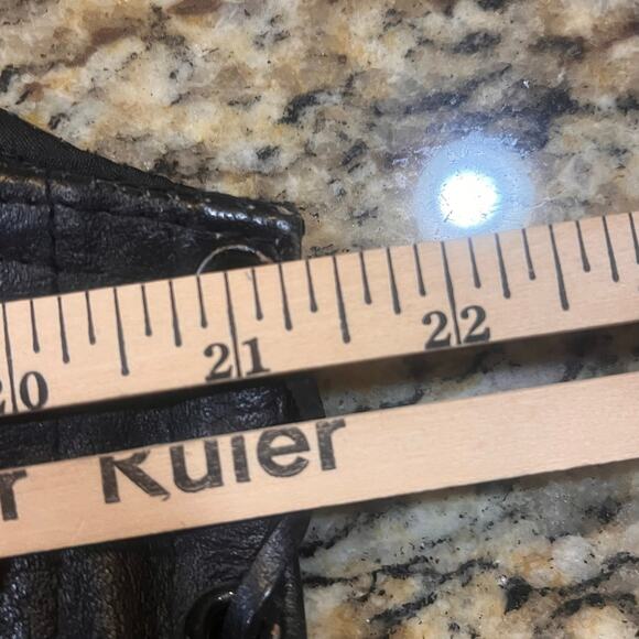 Leather Works Genuine Leather Motorcycle Biker Vest Size 42 Black Patches Men - Picture 7 of 9